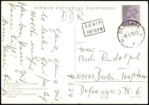 Postcard Peterborough DOM VON PETERBOROUGH Hochaltar 1974