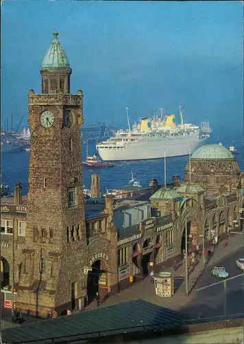 Ansichtskarte St. Pauli-Hamburg Landungsbrücken M. S. KUNGSHOLM Schiff 1970