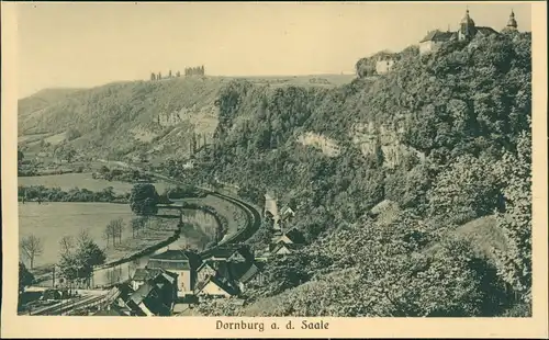 Ansichtskarte Dornburg-Camburg Stadt und Bahnstrecke 1922