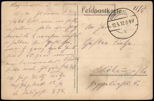 Ansichtskarte  Gezeichnete Feldpostkarte 1. Weltkrieg 1917  Feldpost gelaufen (Feldpoststempel)