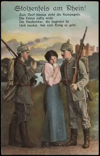 Soldatenleben Stolzenfels am Rhein 1.WK 1917   Bahn-/Feldpost-Kombiniation