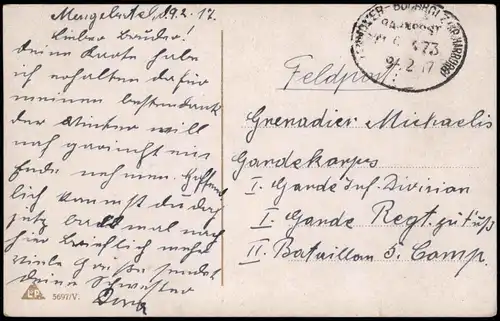 Soldatenleben Stolzenfels am Rhein 1.WK 1917   Bahn-/Feldpost-Kombiniation