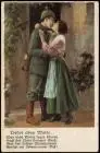(Soldat küsst Frau) 1. Weltkrieg 1918    Feldpoststempel, blaue Vignette