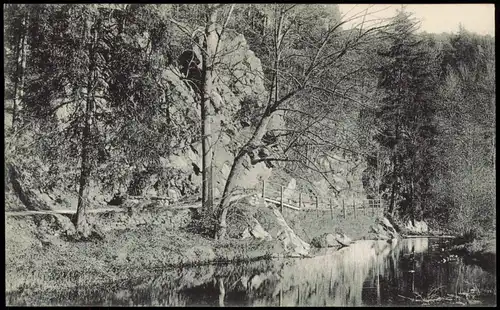 Ansichtskarte Reinsberg (Sachsen) Felsenbrücke in der Grabentour 1922