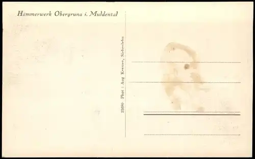 Ansichtskarte Obergruna-Großschirma Hammerwerk Obergruna i. Muldental 1919