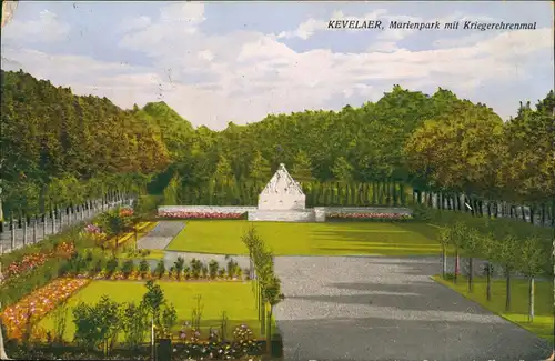 Ansichtskarte Kevelaer Marienpark mit Kriegerehrenmal 1936