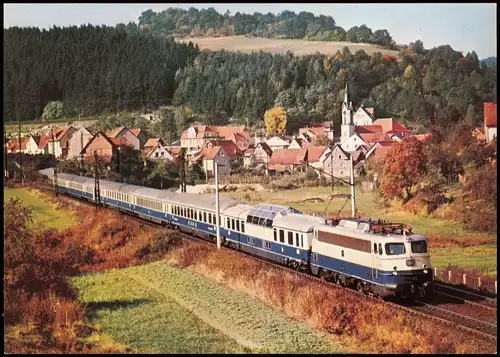Verkehr KFZ - Eisenbahn Zug Lokomotive TEE Rheinpfeil" im Spessart 1978