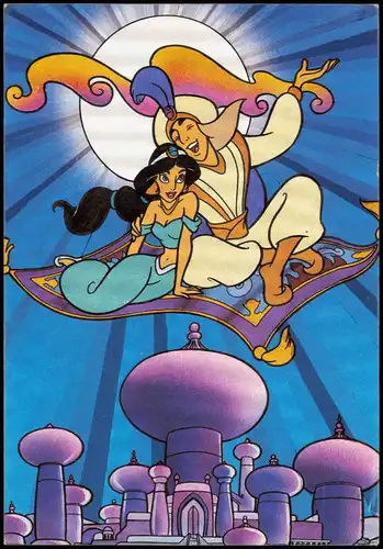 Walt Disney - Zeichentrick Aladin Künstlerkarte 1992 Silber-Effekt