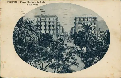 Cartoline Palermo Palermo (Palermu) Piazza Stazione Centrale 1923