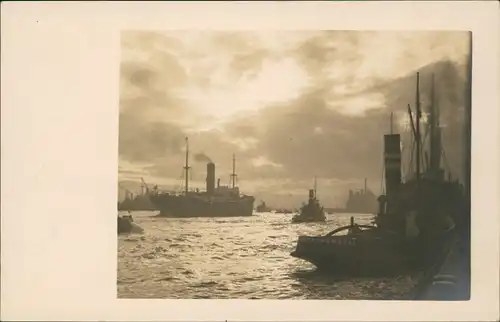Ansichtskarte Hamburg Hafen Kehrwiederspitze Dampfer 1916