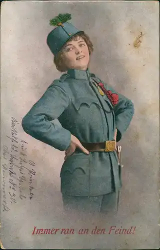 Militär/Propaganda Fräulein Feldgrau Liebe Sehnsucht Immer ran an d Feind 1917