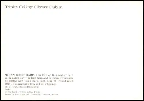 Dublin Baile Átha Cliath Trinity College Library   harp 1999