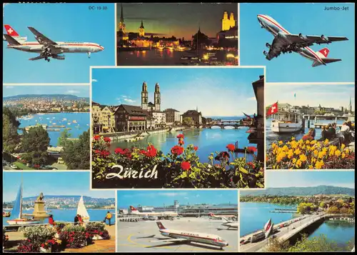 Ansichtskarte Zürich Mehrbildkarte mit div. Ansichten 1980