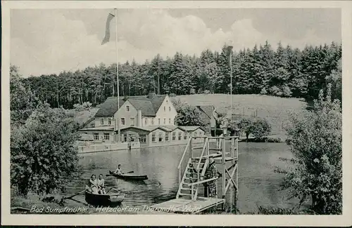 Hetzdorf-Halsbrücke Restaurant "Bad Sumpfmühle" - Teichanlage mit Booten 1934