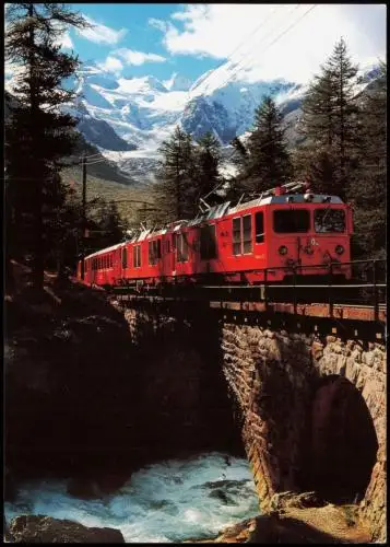 Eisenbahn Schweiz: Bernina-Bahn Morteratsch (Graubünden)   die Bellavista. 1980