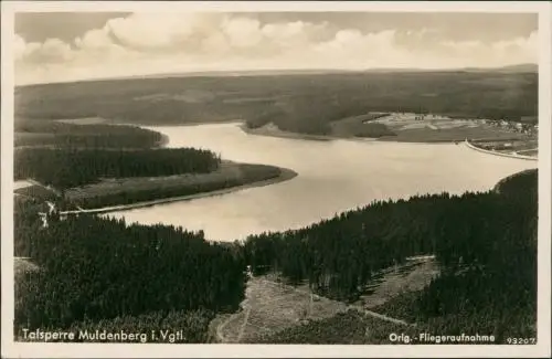 Ansichtskarte Schöneck (Vogtland) Luftbild Talsperre Muldenberg 1930