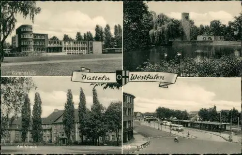 Ansichtskarte Datteln Gymnasium Amtshaus Neumarkt 1965