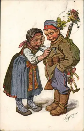 Ansichtskarte .Bayern Bayerische - Trachten Kinder Künstlerkarte 1915