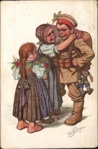 Schwarzwald (Allgemein) Schwarzwald Trachten/ Typen Künstlerkarte Kinder 1916