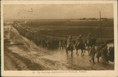 deutsches Jägerbataillon bei Prudziszki, Rußland 1916  gel. Feldpoststempel