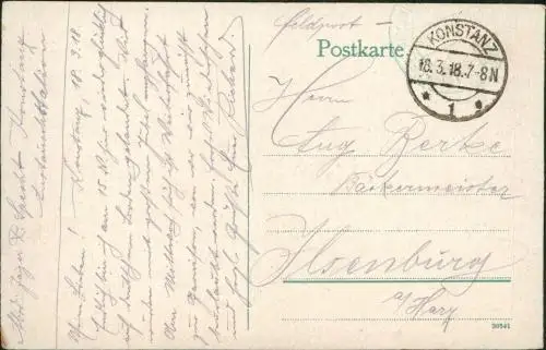 Ansichtskarte Konstanz Hafen Zeppelin 1918  gel. Feldpost