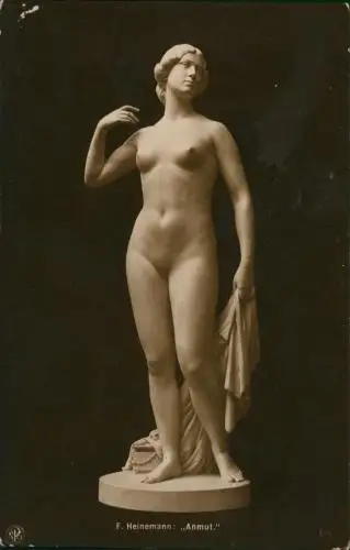 Ansichtskarte  Skulpture Marmor Erotik nackt F. Heinemann: "Anmut." 1914