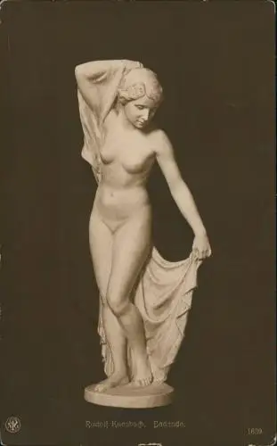Ansichtskarte  Statue Plastik Rudolf Kaesbach. Badende. Erotik nackt 1914