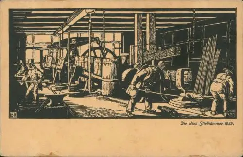 Essen (Ruhr) Kruppsche Betriebe. Die alten Stielhämmer 1835. 1912