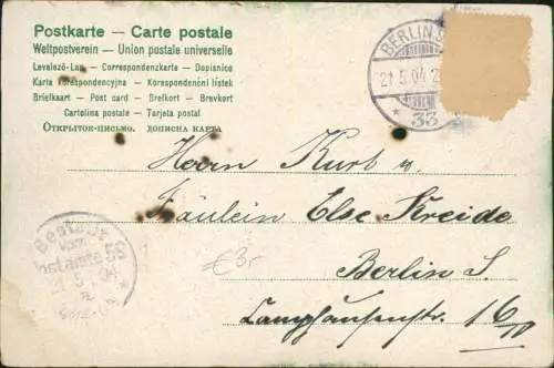 Glückwunsch: Pfingsten Zwerg Pfingstkäfer mit Fliegenpilz 1904