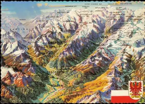 .Tirol Österreich Tirol Innerötztaler Panorama von Norden nach Süden 1960