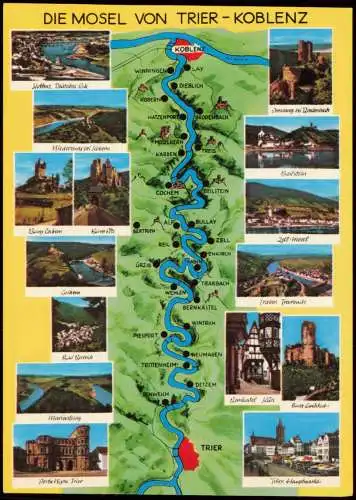 .Rheinland-Pfalz DIE MOSEL VON TRIER-KOBLENZ Fluss Verlauf & div. Orte 1980