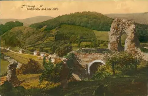 Ansichtskarte Arnsberg Schloßruine und alte Burg 1911