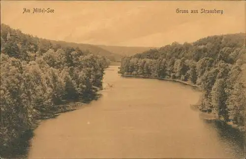 Ansichtskarte Strausberg Am Mittel-See 1913