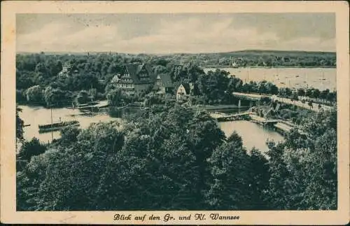 Ansichtskarte Berlin Blick auf den Gr Kl. Wannsee 1926  gel. Bahnpoststempel