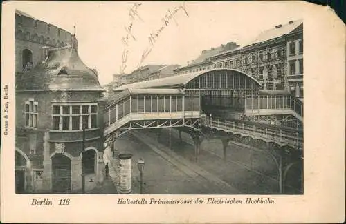 Kreuzberg-Berlin Haltestelle Prinzenstrasse der Electrischen Hochbahn 1912