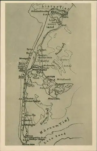 Ansichtskarte Insel Sylt Landkarten AK mit Schiffsrouten 1928