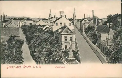 Ansichtskarte Steele-Essen (Ruhr) Straßenpartie, Denkmal 1911