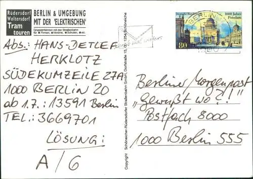 Verkehr/KFZ - Straßenbahn Schöneiche - Rüderdersdorf (bei Berlin) 1993