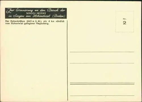 Singen (Hohentwiel) Der Hohenkrähen (645 m ü. M.) Umland-Ansicht 1950