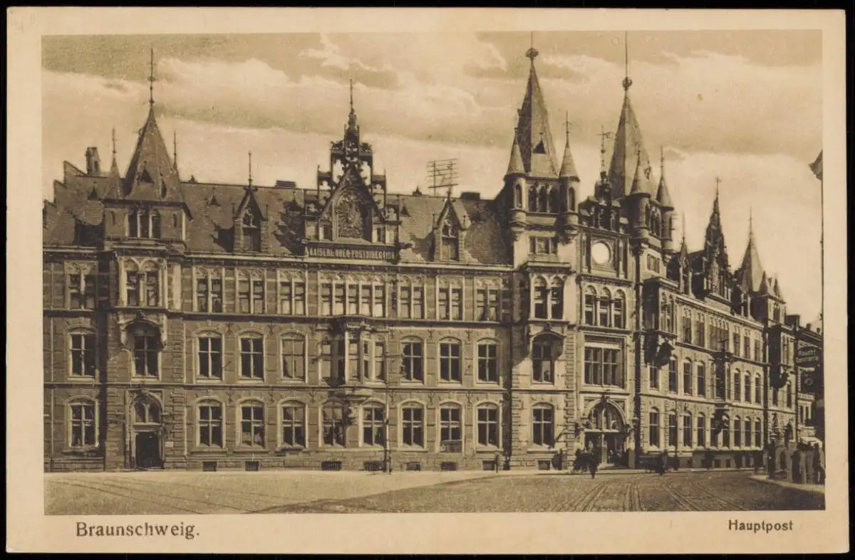 Ansichtskarte Braunschweig Hauptpost 1924