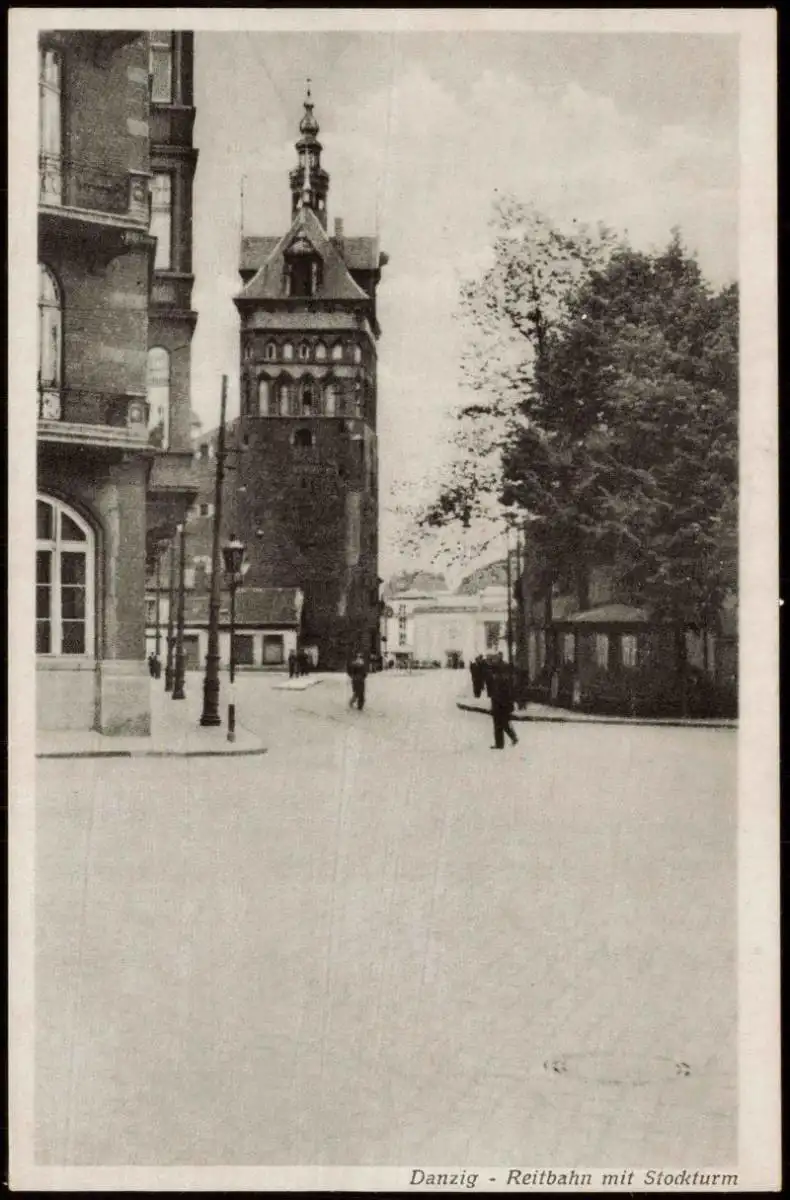 Postcard Danzig Gdańsk/Gduńsk Reitbahn mit Stockturm 1944