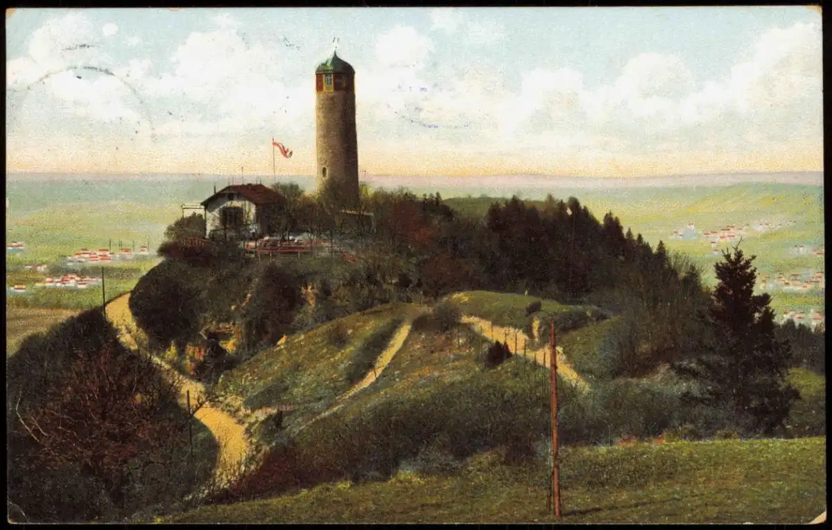 Ansichtskarte Jena Fuchsturm, Berg-Umland-Ansicht 1910