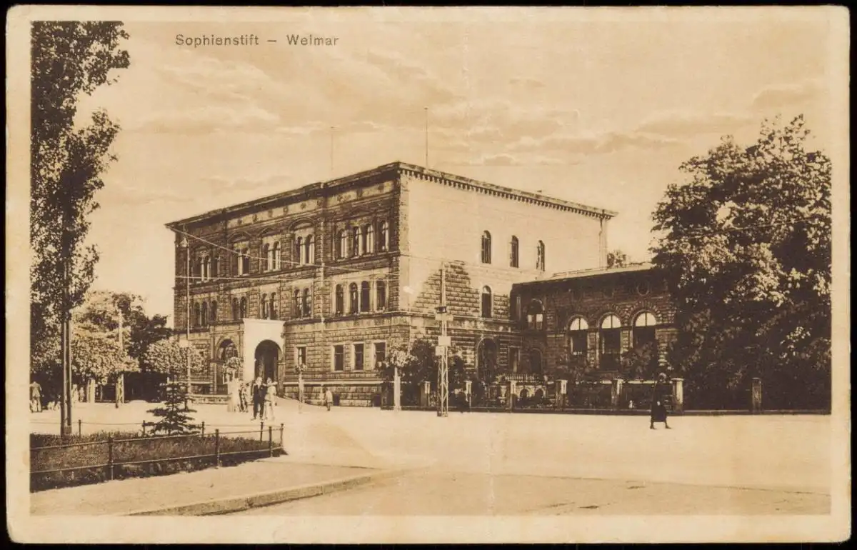 Ansichtskarte Weimar Straßenpartie am Sophienstift 1936