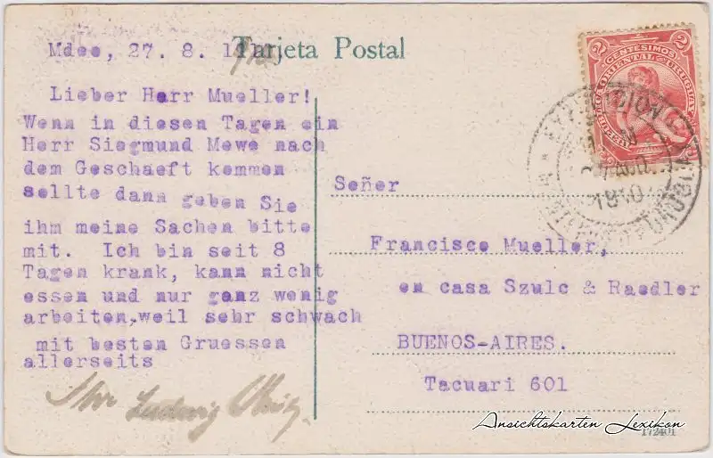 Postcard Colón-Montevideo Avenida en Colón/Straßenpartie Reiter 1910
