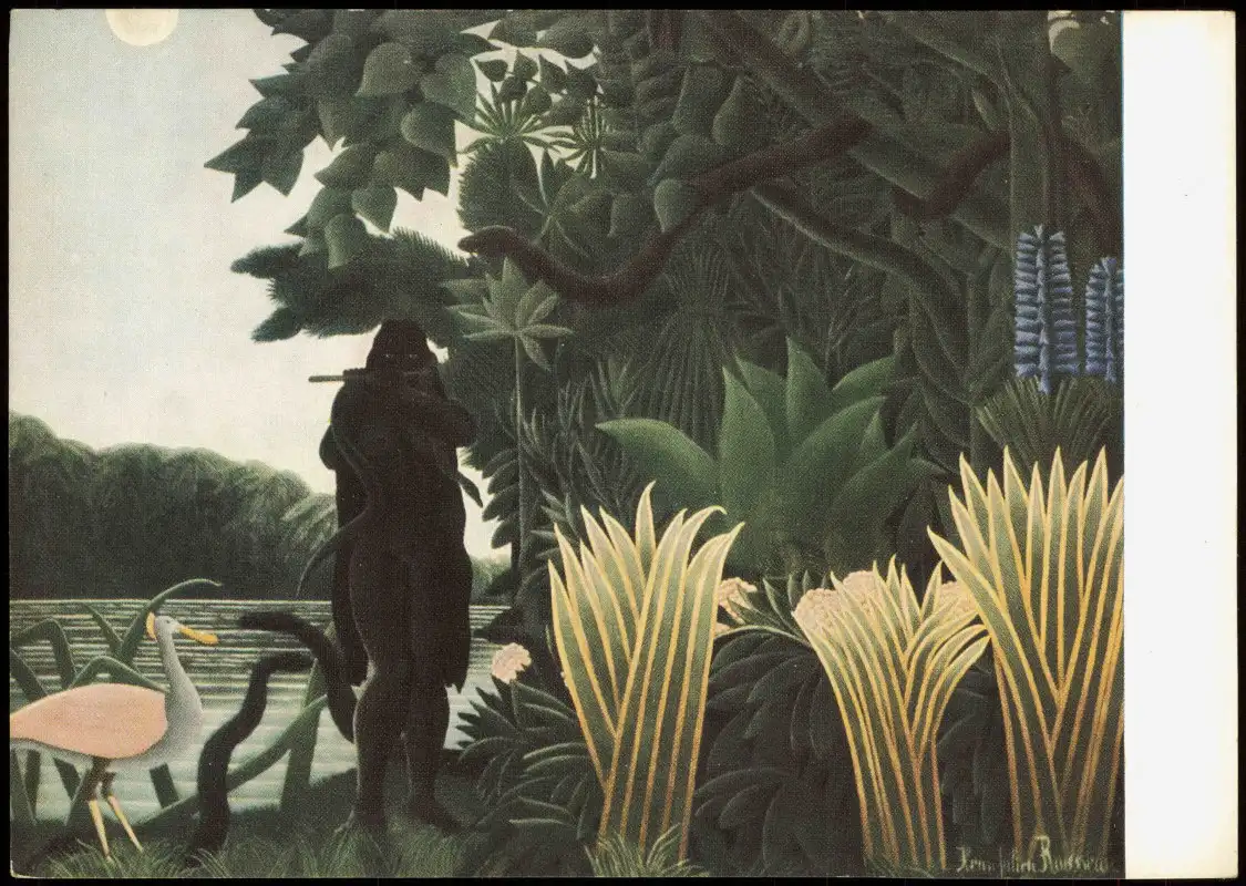 DDR Künstlerkarte HENRI ROUSSEAU (1844-1910) Die Schlangenbeschwörerin 1967