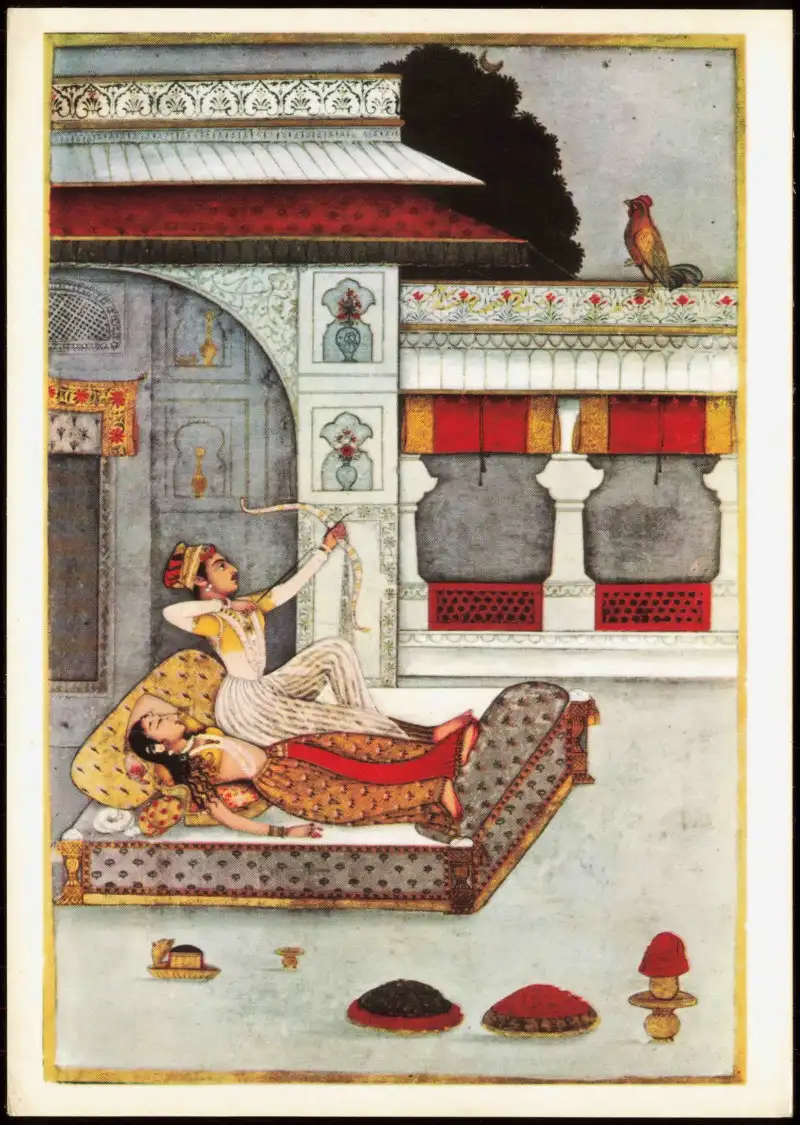 Kunst-Motiv: Indische Miniatur  Der Morgen nach der Liebesnacht 1972
