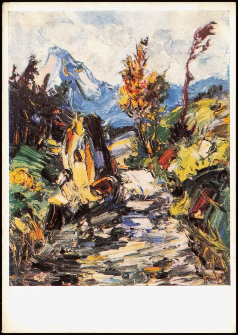 DDR Künstlerkarte Künstler: ALEXANDER VON SZPINGER (1889-1969) Im Allgäu 1970