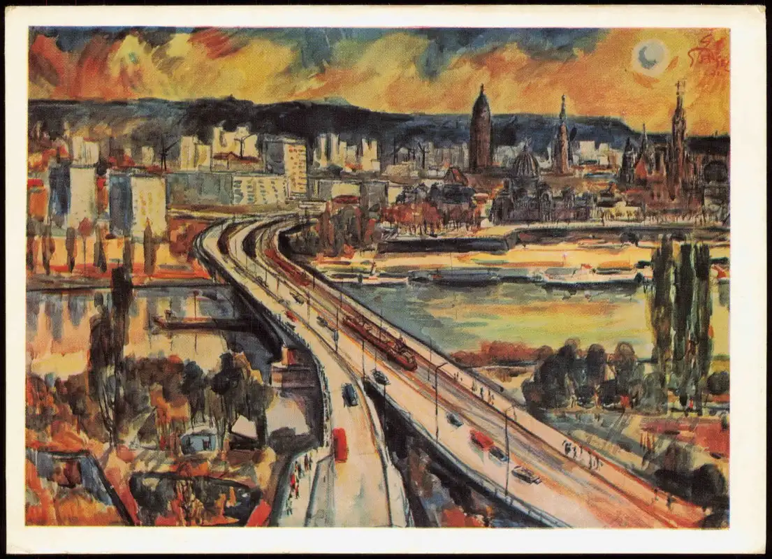 DDR Künstlerkarte Künstler: GERHARD STENGEL (geb. 1917) Dresden Ansicht 1972