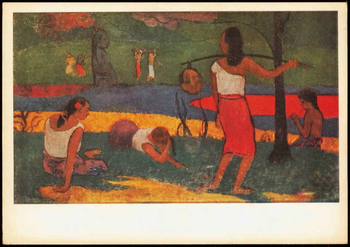 DDR Künstlerkarte PAUL GAUGUIN (1848-1903) Junge Tahitianerinnen am Strand 1966