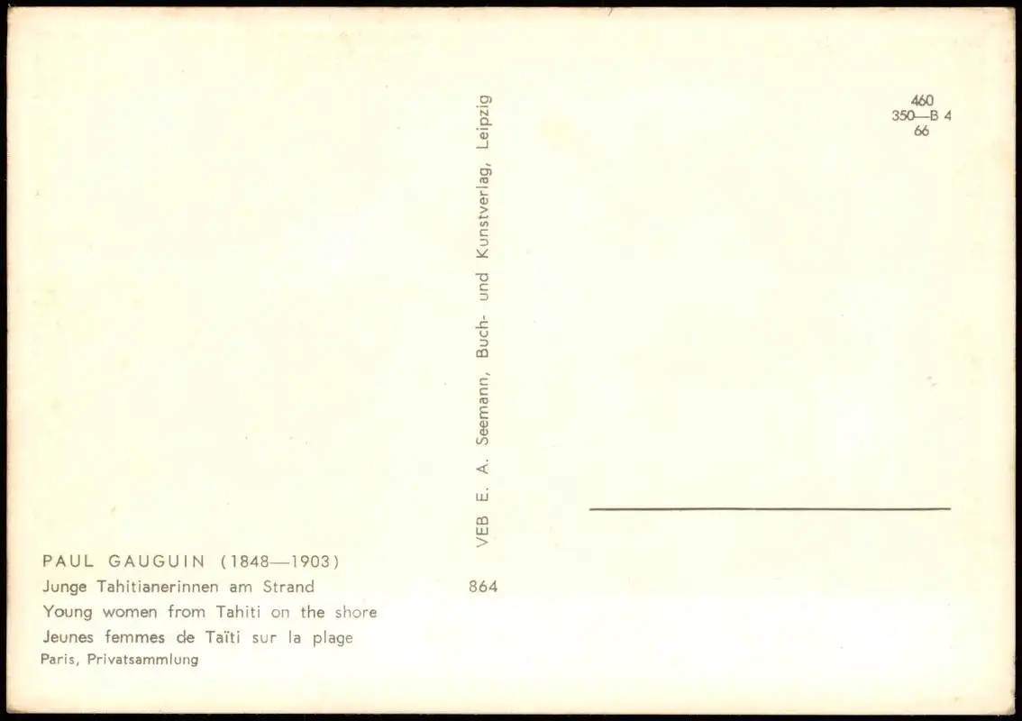 DDR Künstlerkarte PAUL GAUGUIN (1848-1903) Junge Tahitianerinnen am Strand 1966